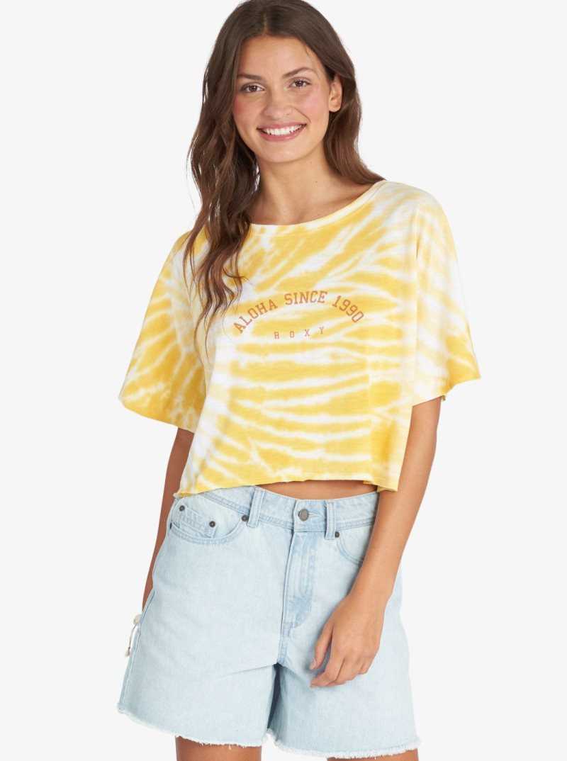 Ochre Roxy Aloha Day Oversized T-Shirt | VWCQPY851