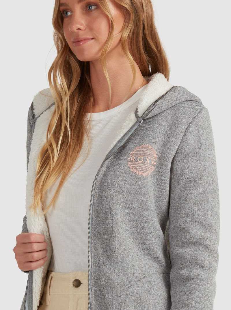 Onyx Heather Roxy Petal Fever Zip-Up Hoodie | XEBCHR436