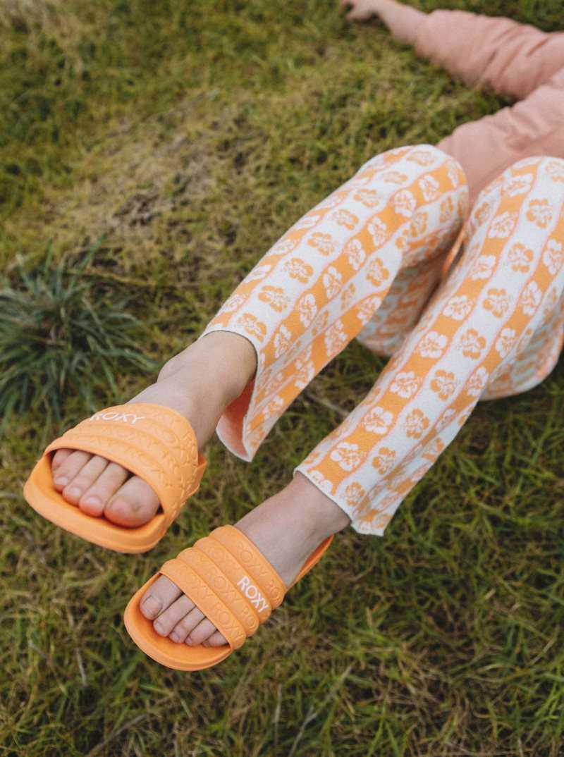 Orange/White Roxy Slippy Water-Friendly Sandals | PQXLFD619