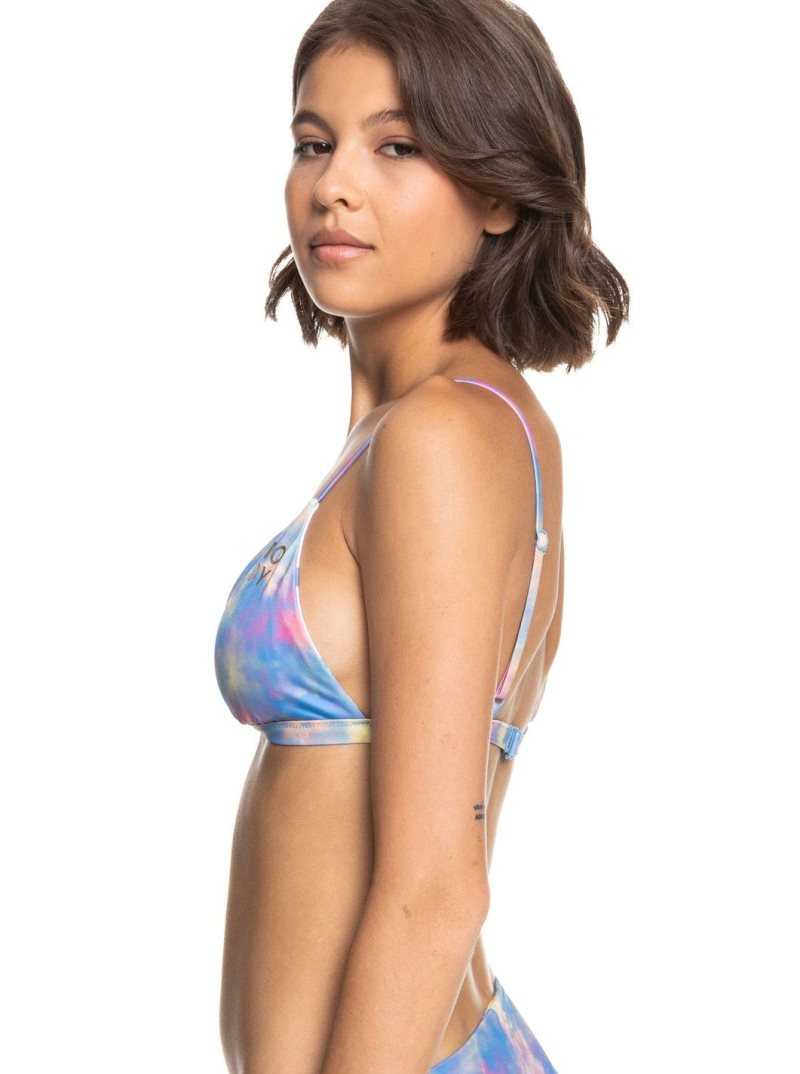 Pale Marigold Tie Dye Vibes Roxy POP SURF Reversible Fixed Triangle Bikini Top | DQYASG024