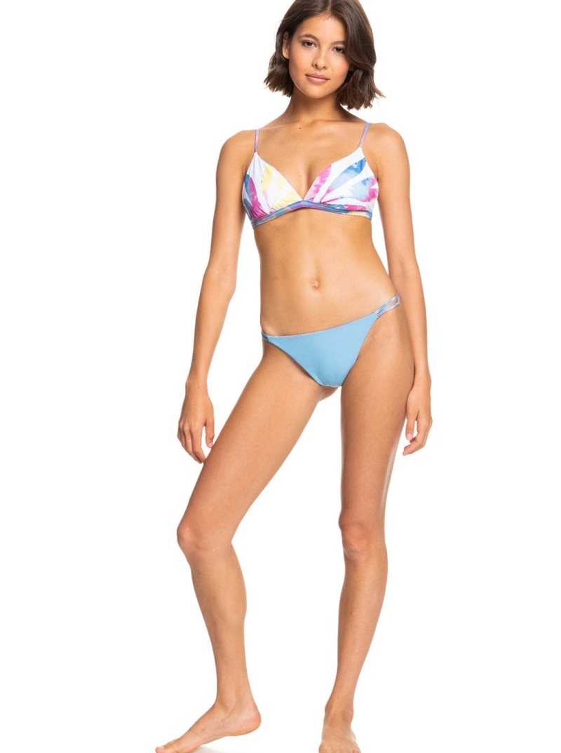 Pale Marigold Tie Dye Vibes Roxy POP SURF Reversible Fixed Triangle Bikini Top | DQYASG024