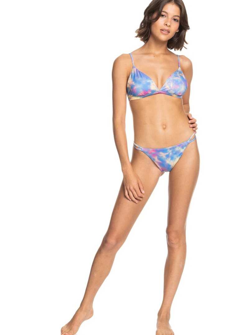 Pale Marigold Tie Dye Vibes Roxy POP SURF Reversible Fixed Triangle Bikini Top | DQYASG024