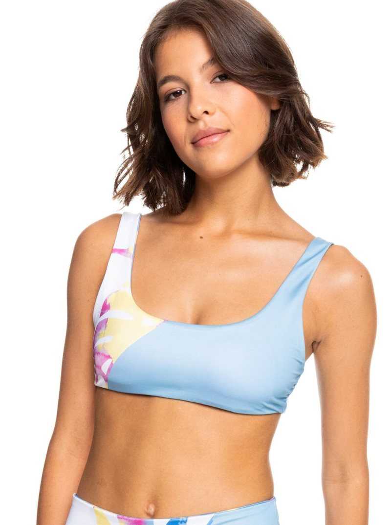 Pale Marigold Tie Dye Vibes Roxy POP SURF Reversible Bralette Bikini Top | GQNTAH065