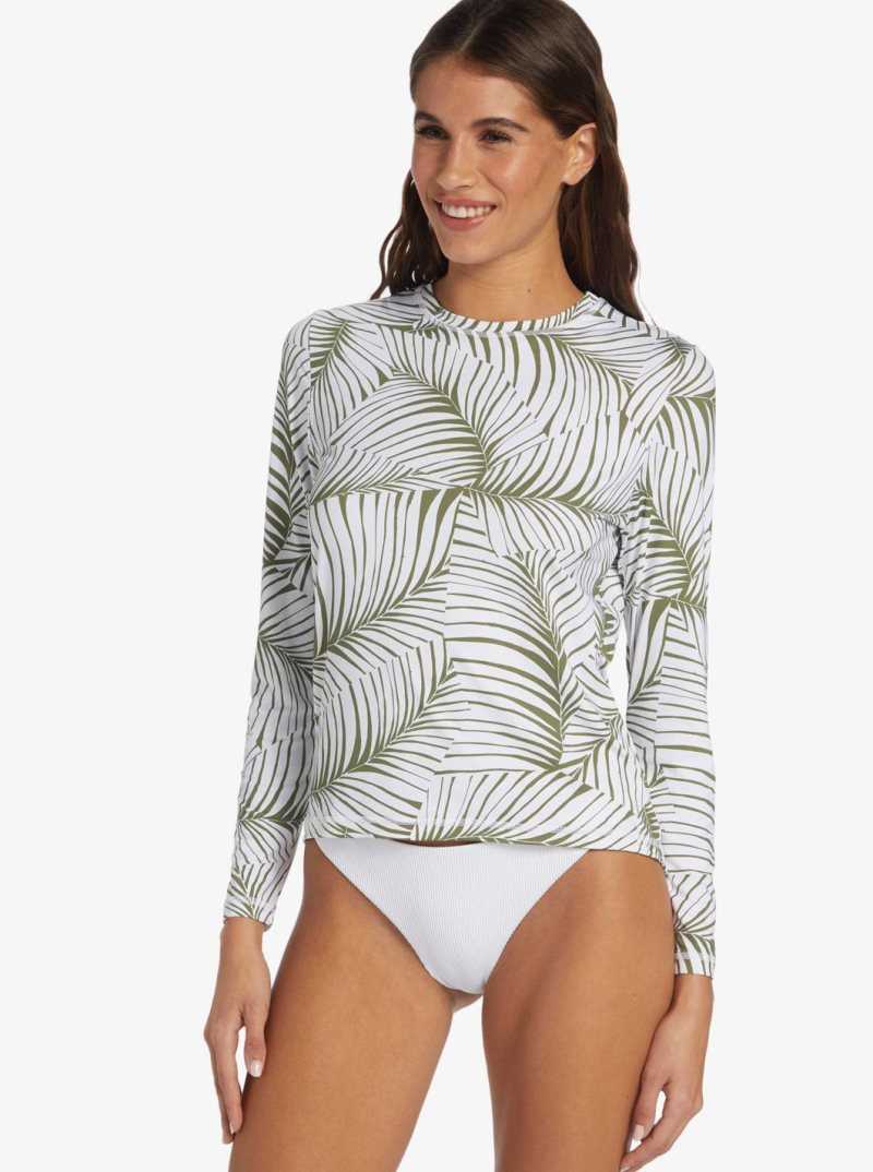 Palm Tree Dreams Roxy Sea Skippin UPF 50 Long Sleeve Rashguard | UNVPJE308