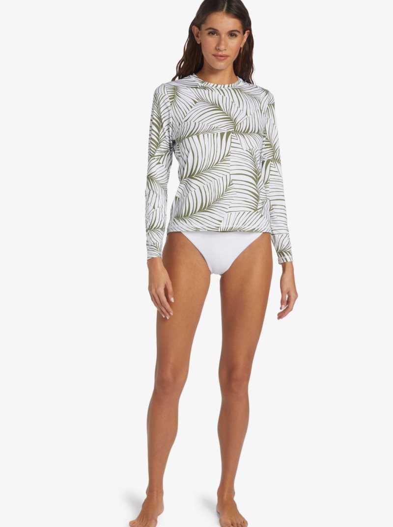 Palm Tree Dreams Roxy Sea Skippin UPF 50 Long Sleeve Rashguard | UNVPJE308