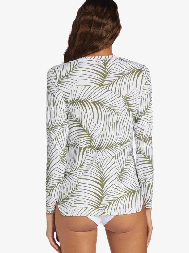 Palm Tree Dreams Roxy Sea Skippin UPF 50 Long Sleeve Rashguard | UNVPJE308