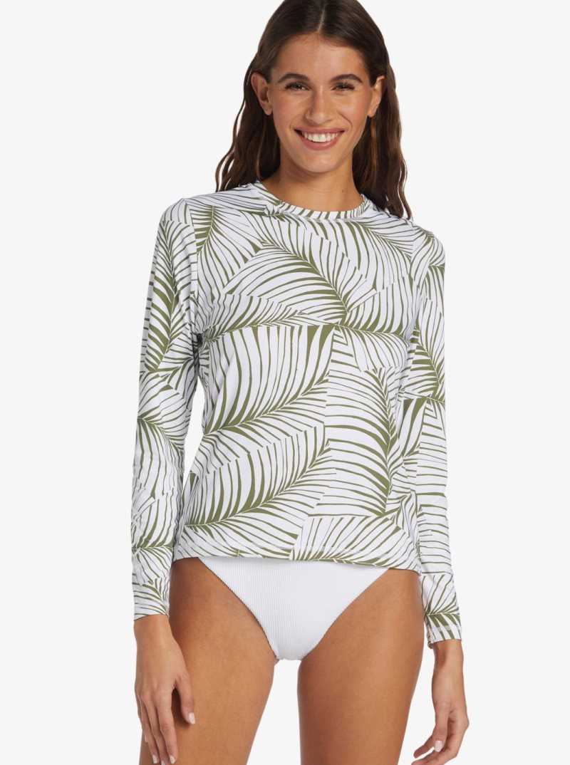 Palm Tree Dreams Roxy Sea Skippin UPF 50 Long Sleeve Rashguard | UNVPJE308