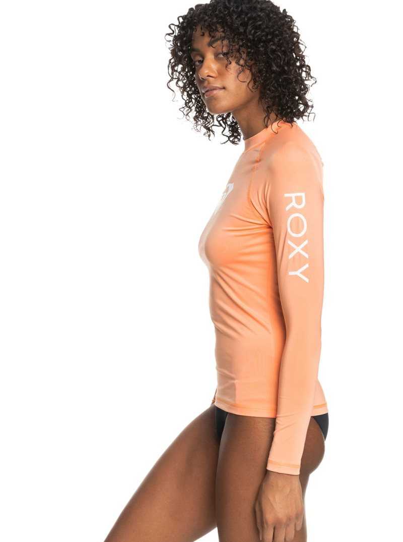 Papaya Punch Roxy Whole Hearted Long Sleeve UPF 50 Rashguard | SCOJKE528