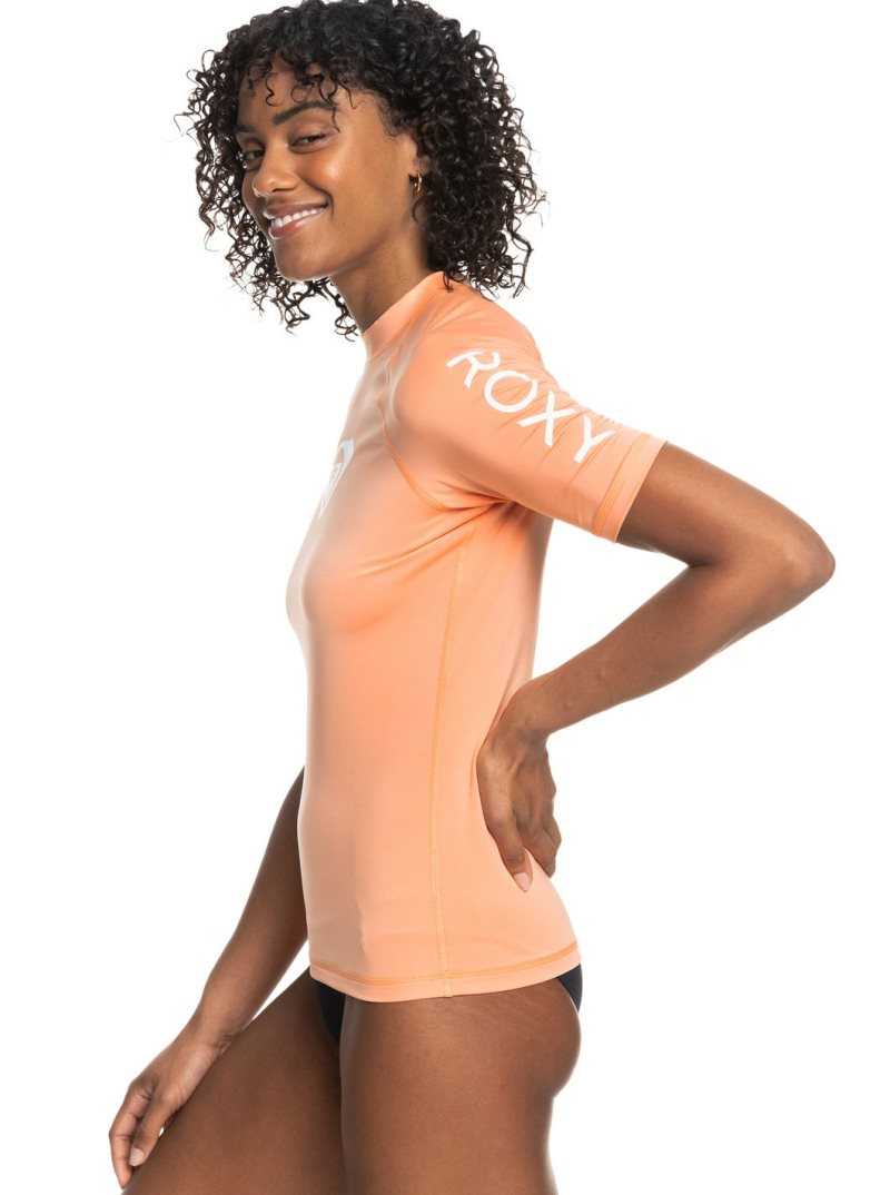 Papaya Punch Roxy Whole Hearted Short Sleeve UPF 50 Rashguard | GKZLEB231