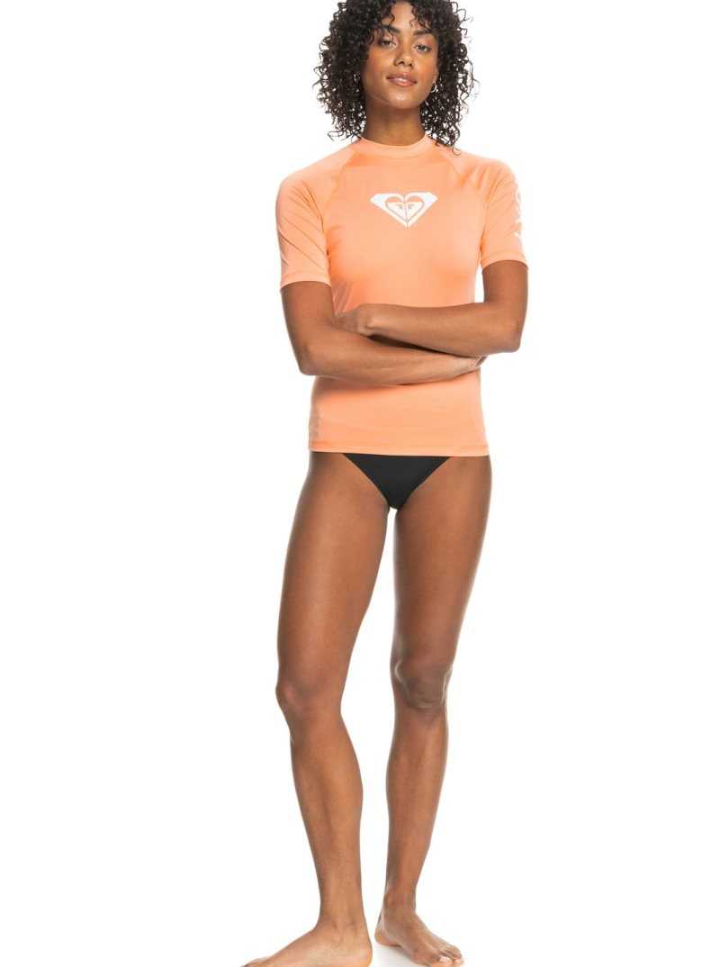 Papaya Punch Roxy Whole Hearted Short Sleeve UPF 50 Rashguard | GKZLEB231