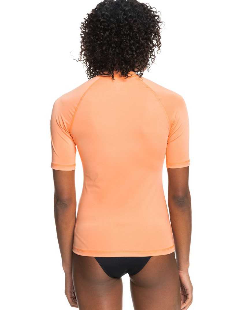 Papaya Punch Roxy Whole Hearted Short Sleeve UPF 50 Rashguard | GKZLEB231