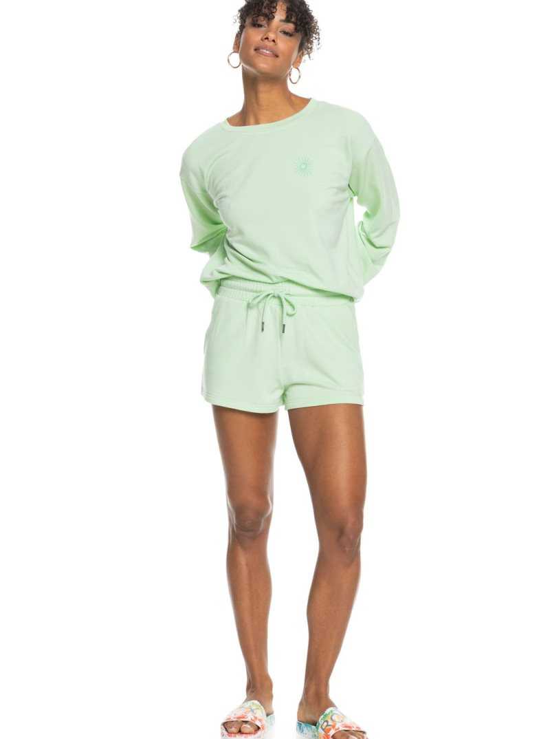 Pastel Green Roxy Check Out Sweat Shorts | YPRMLK721