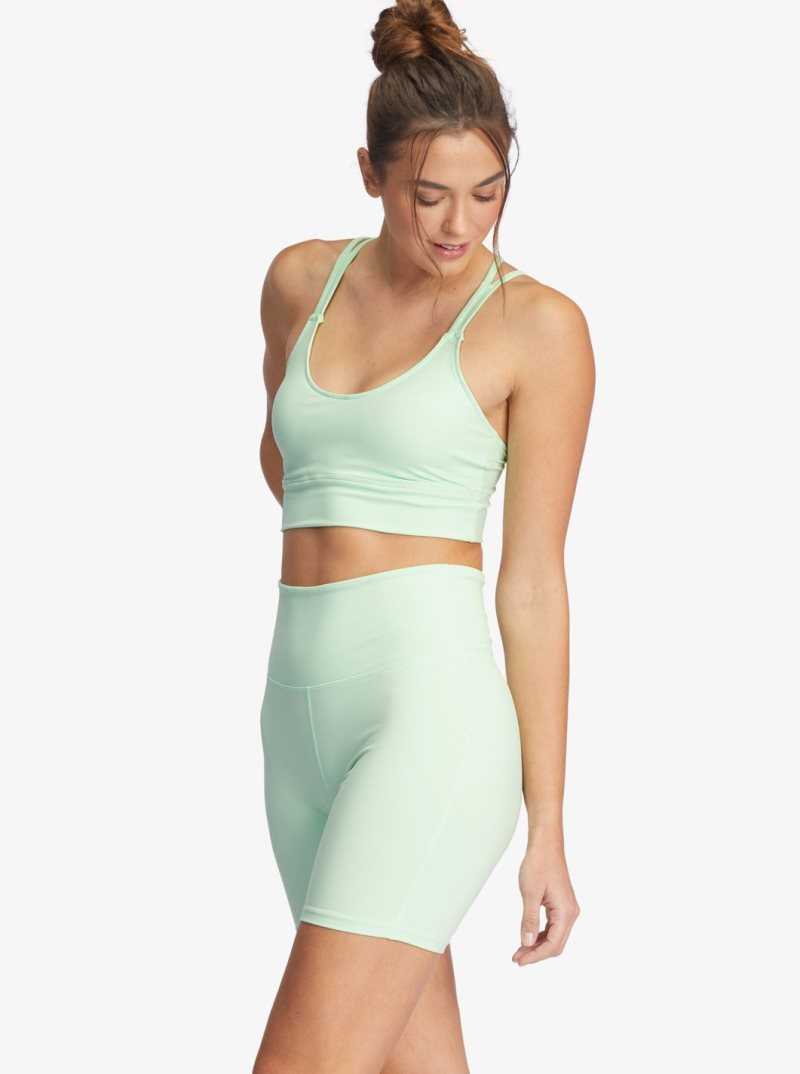 Pastel Green Roxy Kaileo High Waisted Biker Shorts | GENFSH672