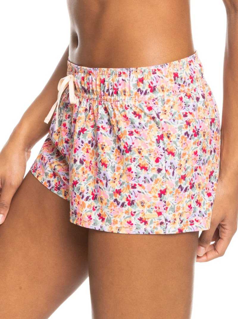 Pastel Rose Swept Up Floral Roxy Island In The Sun 2' Boardshorts | OEKYVW136