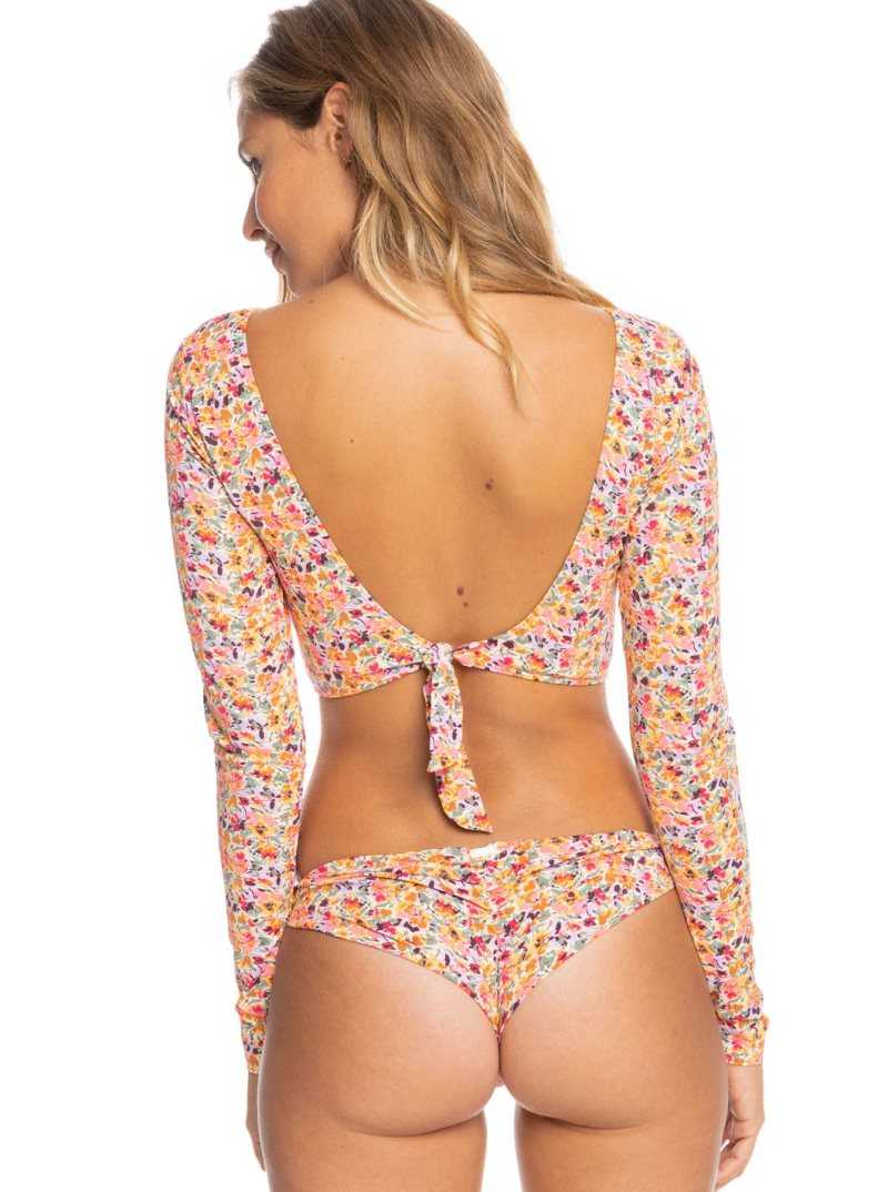 Pastel Rose Swept Up Floral Roxy Printed Beach Classics Cropped Long Sleeve Rashguard | AGNYOS382