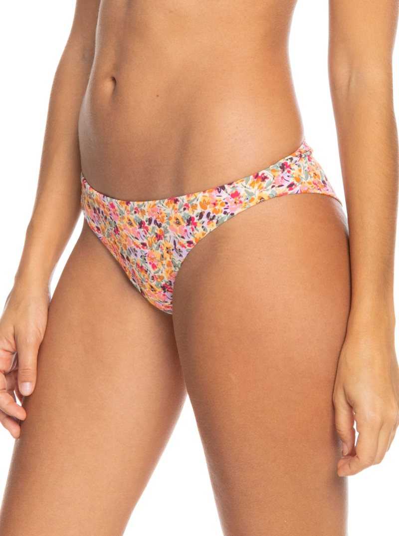 Pastel Rose Swept Up Floral Roxy Printed Beach Classics Cheeky Bikini Bottoms | CNMJBG650