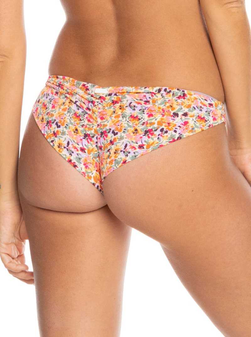 Pastel Rose Swept Up Floral Roxy Printed Beach Classics Cheeky Bikini Bottoms | CNMJBG650