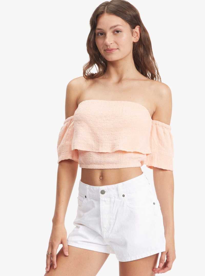 Peach Bud Roxy Seaside Heaven Off The Shoulder Crop Top | BTCOZL902