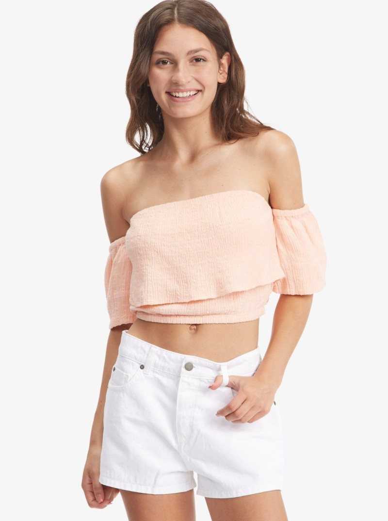 Peach Bud Roxy Seaside Heaven Off The Shoulder Crop Top | BTCOZL902