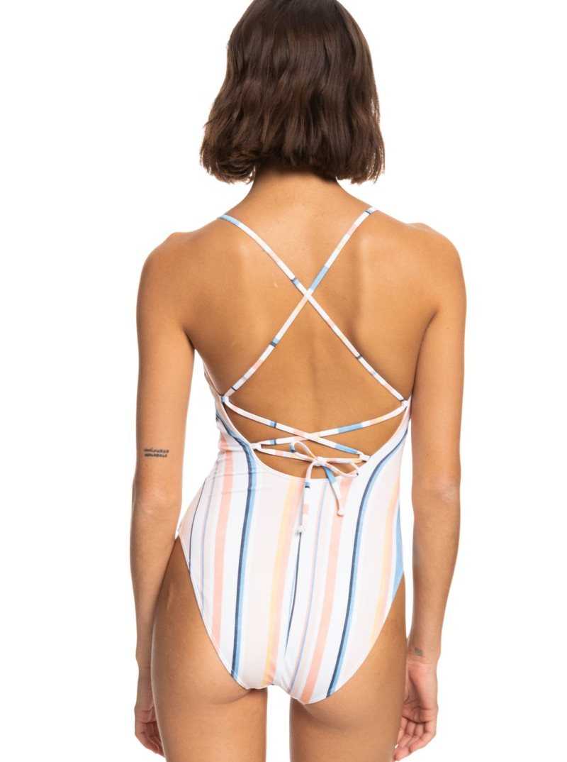 Peach Whip Sand Stripper Roxy Printed Beach Classics One-Piece Swimsuit | SIKXTR879