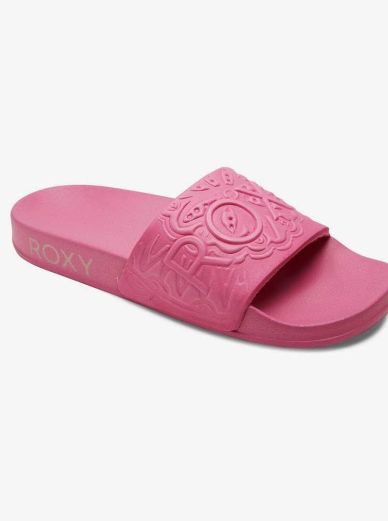 Pink 1 Roxy Slippy Mandala Slide Sandals | UQJVGN048