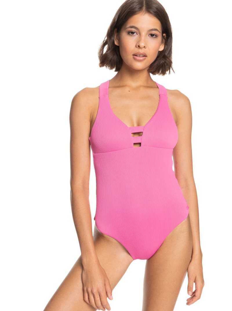 Pink Guava Roxy Love Rib Asia One-Piece Swimsuit | VSELFP243