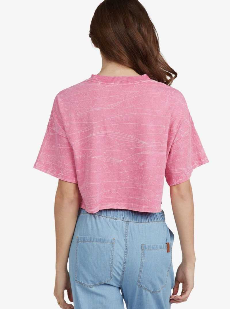 Pink Guava Waves For Everyone Roxy Washed Waves Oversized T-Shirt | QXWHMA365