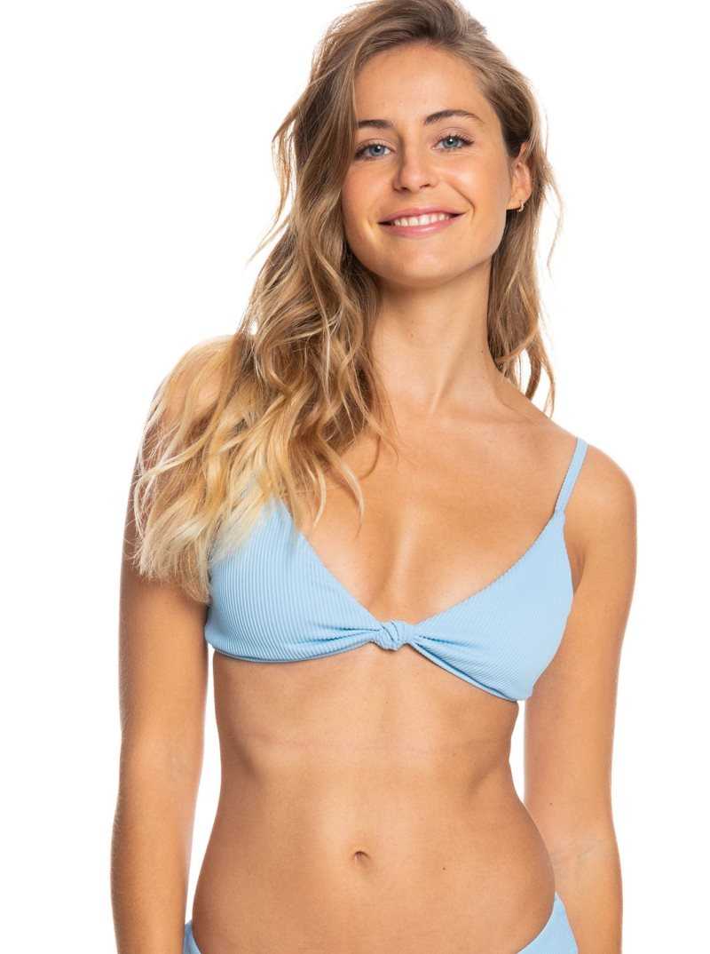 Powder Blue Roxy Love The Surf Knot Bikini Top | BEVPJG751