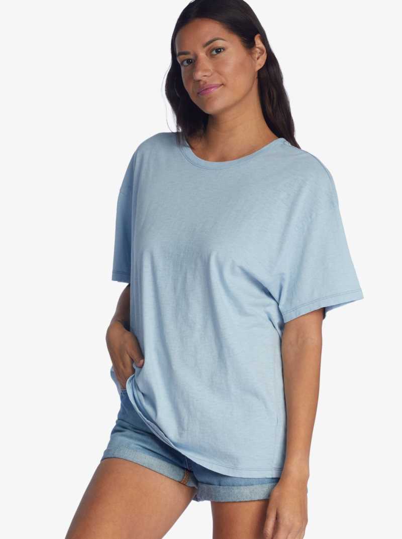 Powder Blue Roxy Surf Shadows Oversized T-Shirt | TOHIBZ046