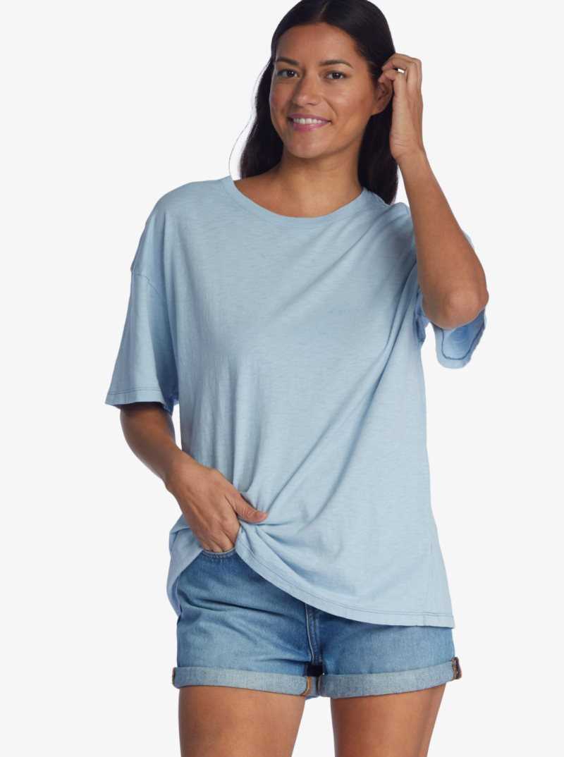 Powder Blue Roxy Surf Shadows Oversized T-Shirt | TOHIBZ046