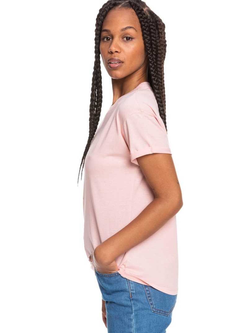 Powder Pink Roxy Epic Afternoon Short Sleeve T-Shirt | ADUCHJ961