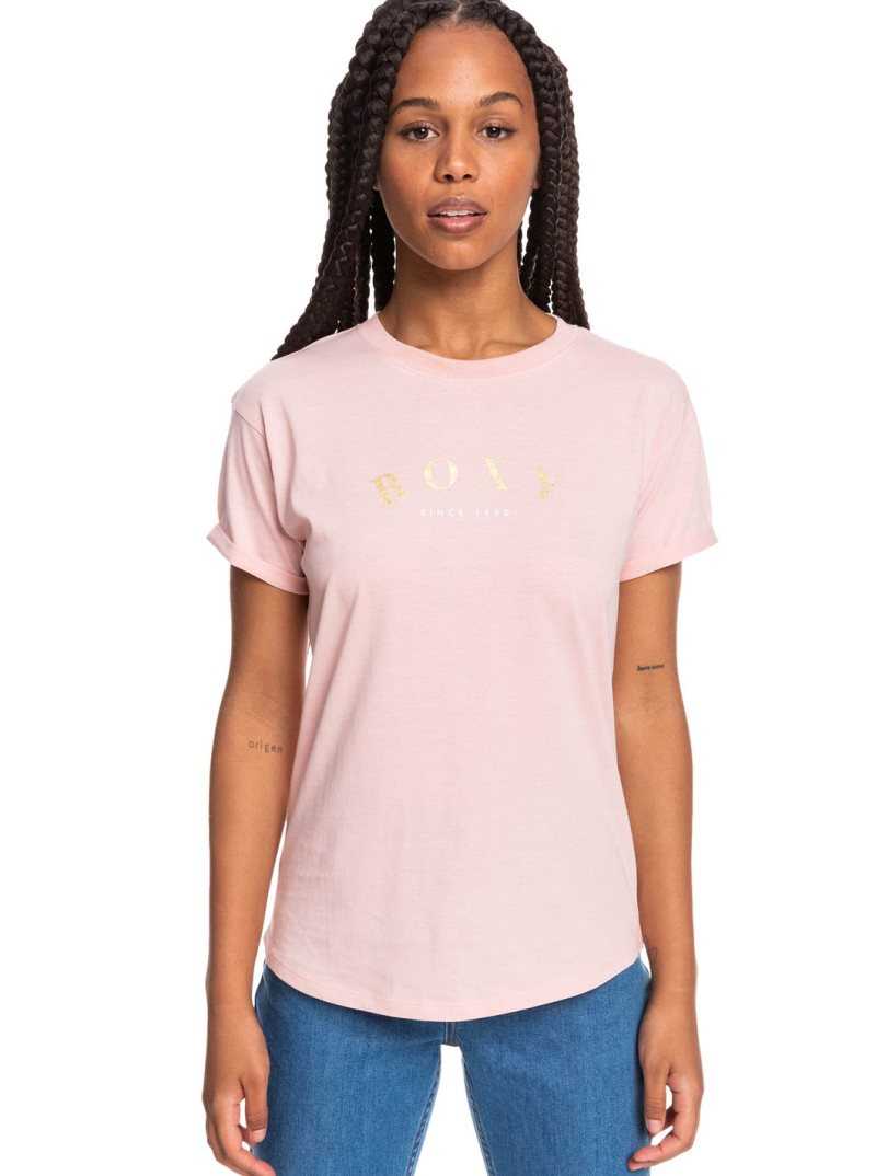 Powder Pink Roxy Epic Afternoon Short Sleeve T-Shirt | ADUCHJ961