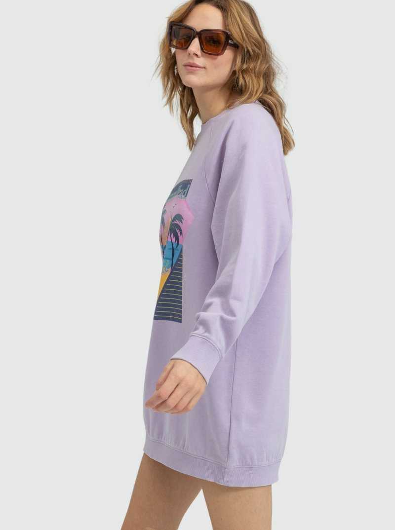 Purple Rose Roxy Breaking Waves Sweatshirt Dress | DZFYVM801