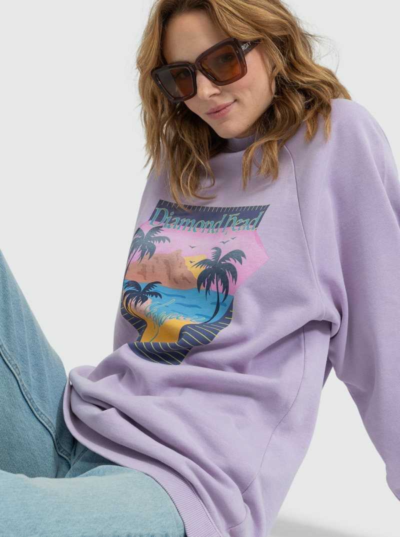 Purple Rose Roxy Breaking Waves Sweatshirt Dress | DZFYVM801