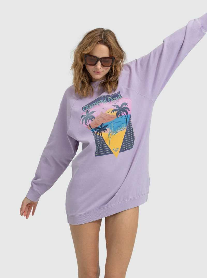 Purple Rose Roxy Breaking Waves Sweatshirt Dress | DZFYVM801