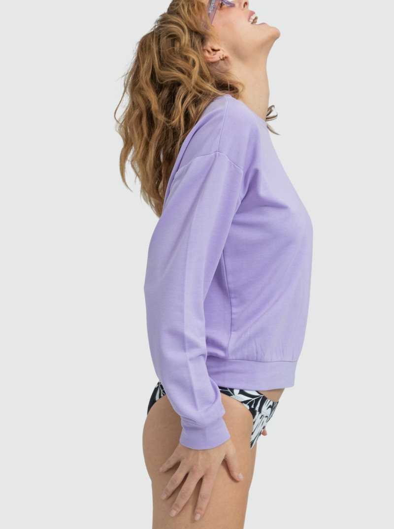 Purple Rose Roxy Surfing By Moonlight Long Sleeve Lounge Top | PHNRTX349