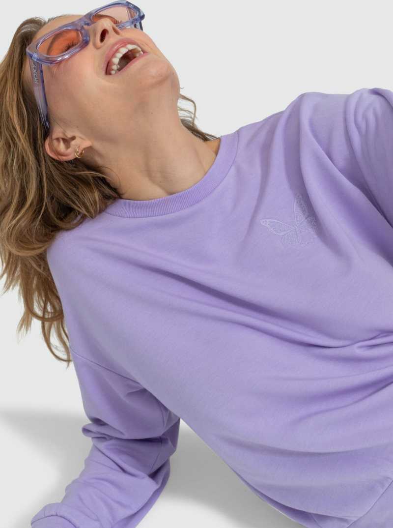 Purple Rose Roxy Surfing By Moonlight Long Sleeve Lounge Top | PHNRTX349