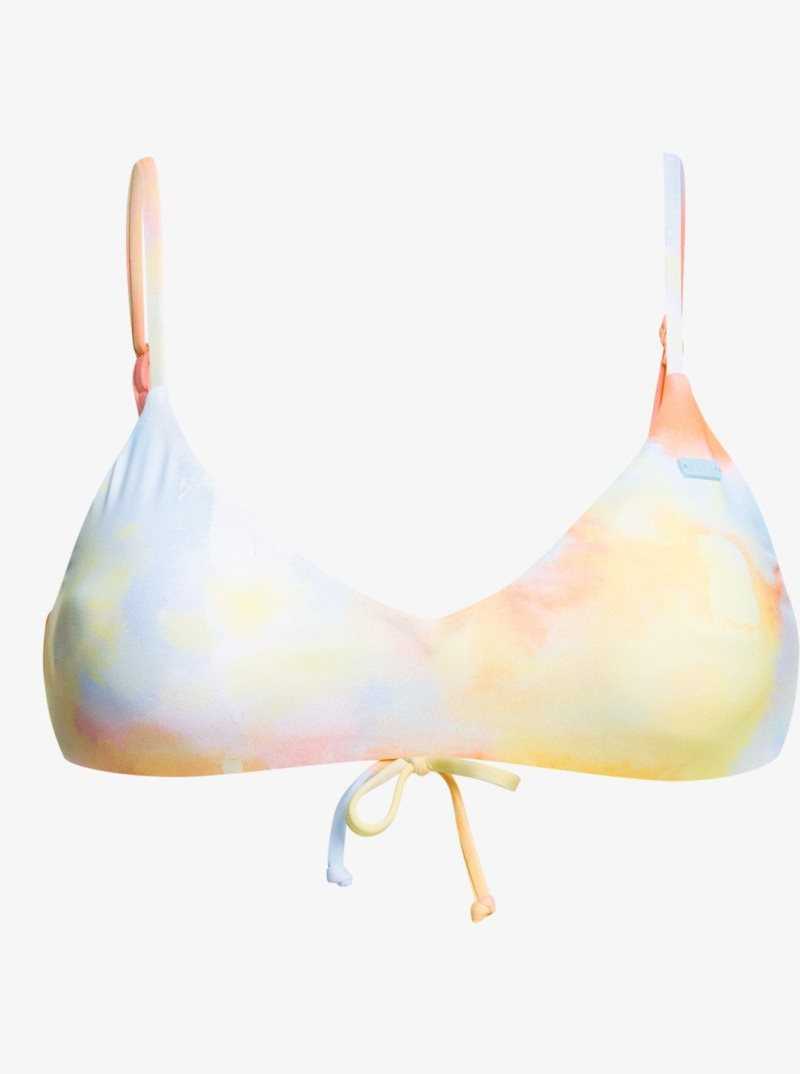 Rainbow Cloud Wash Printed Roxy Beach Classics Athletic Triangle Bikini Top | DCKIXB350