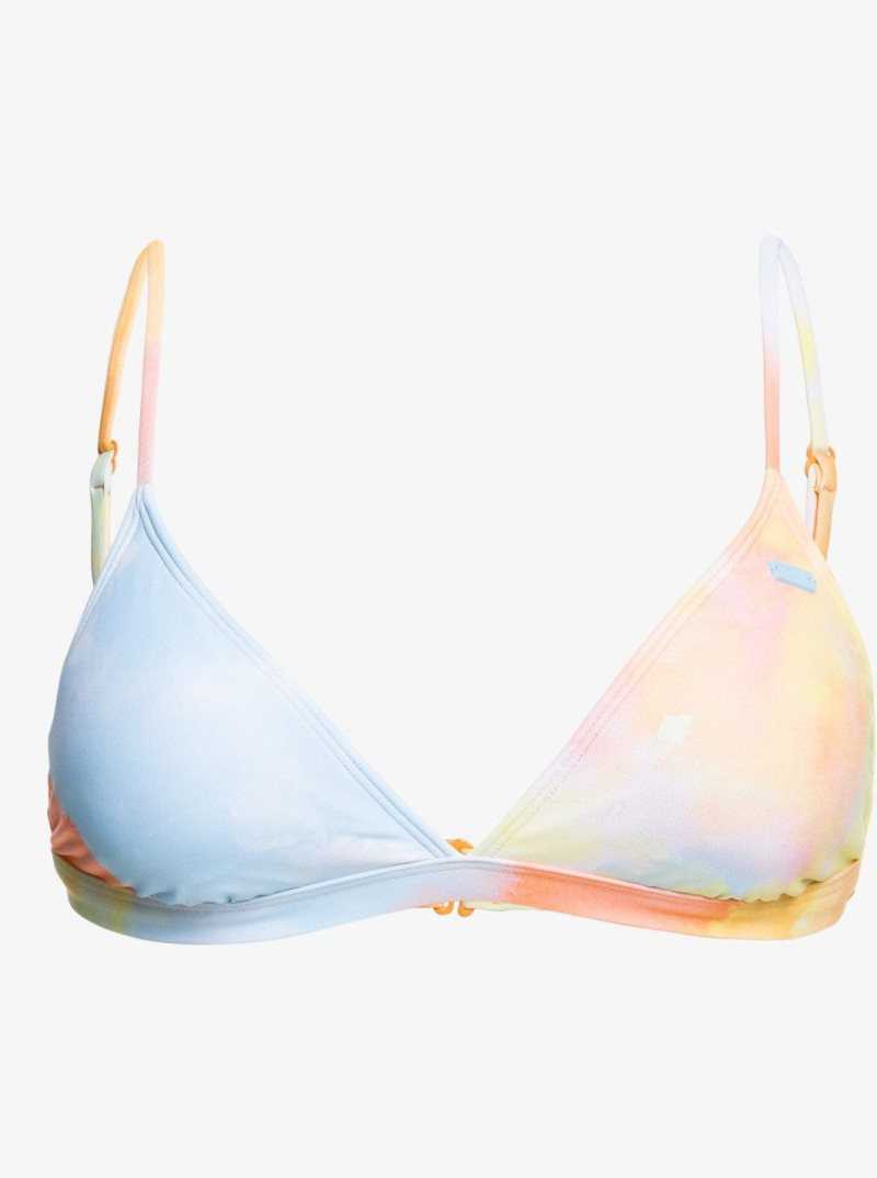 Rainbow Cloud Wash Printed Roxy Beach Classics Triangle Bikini Top | DLVNXB927