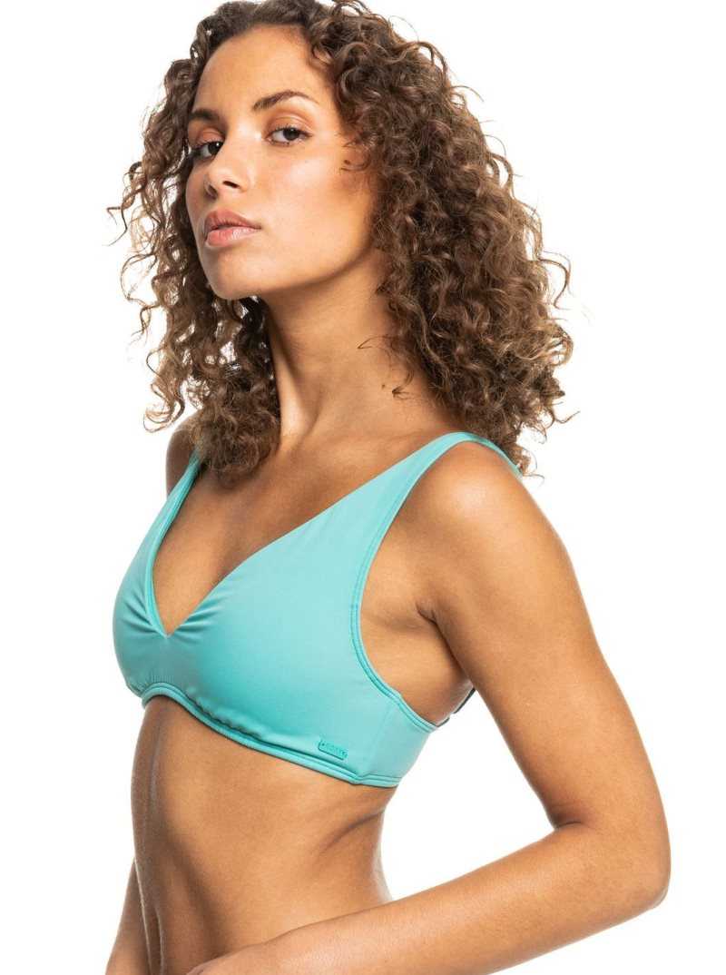 Sea Blue Roxy Love The Oceana V Elongated Triangle Bikini Top | BCPUER315