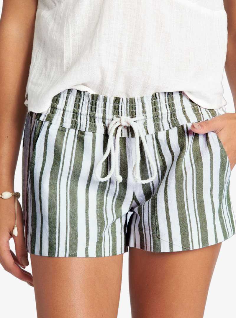 Sea Spray Paradise Stripe Roxy Oceanside Elasticized Shorts | LOPDSR627