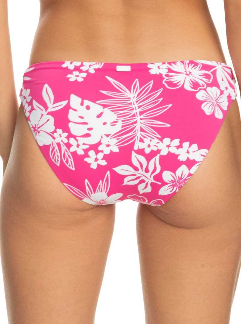 Shocking Pink Hello Aloha Roxy Printed Beach Classics Hipster Bikini Bottoms | URNLIZ765