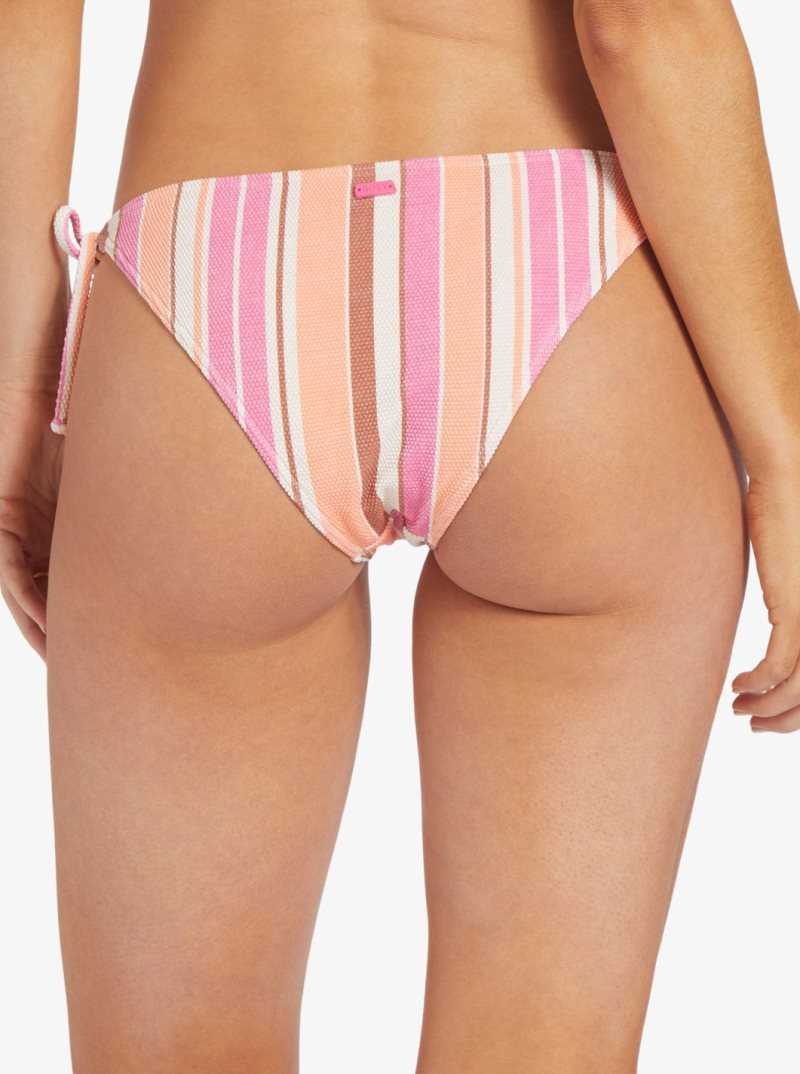 Shocking Pink Retro Stripe Roxy Palm Tree Dreams Mod Bottom Bikini Bottoms | AOYVCX749