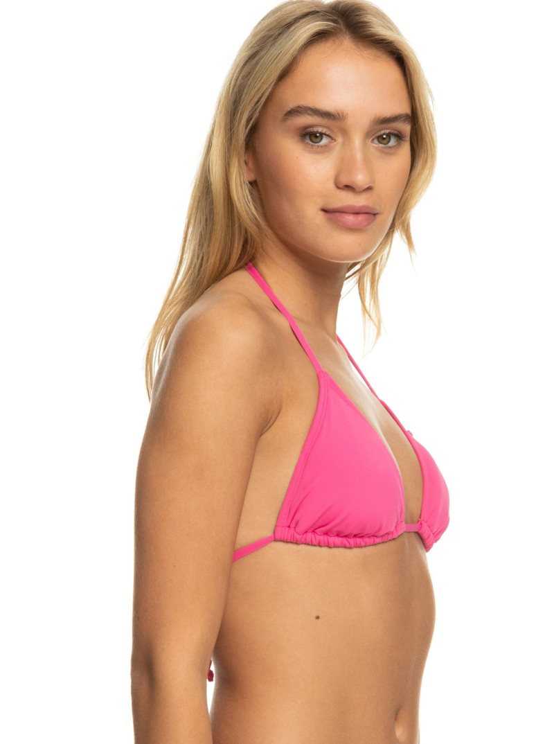 Shocking Pink Roxy Beach Classics Tiki Triangle Bikini Top | AUPHIE695