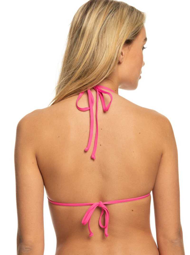 Shocking Pink Roxy Beach Classics Tiki Triangle Bikini Top | AUPHIE695