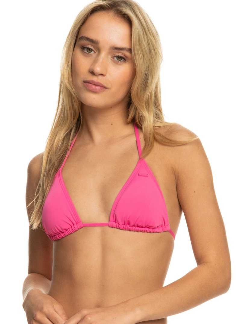 Shocking Pink Roxy Beach Classics Tiki Triangle Bikini Top | AUPHIE695