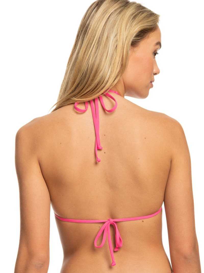 Shocking Pink Roxy Beach Classics Tiki Triangle Bikini Top | CIEWKD591