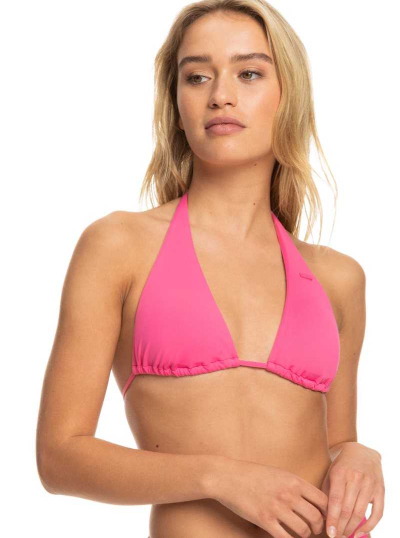 Shocking Pink Roxy Beach Classics Tiki Triangle Bikini Top | CIEWKD591