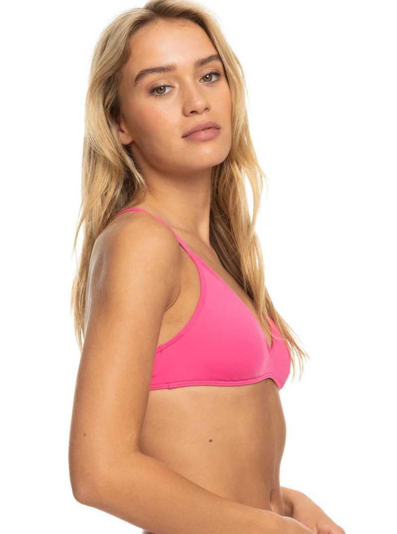 Shocking Pink Roxy Beach Classics Triangle Bikini Top | EUDSPX971