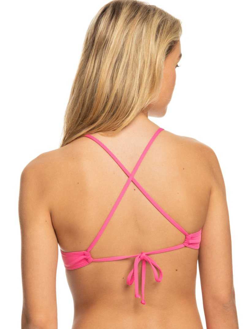 Shocking Pink Roxy Beach Classics Triangle Bikini Top | EUDSPX971